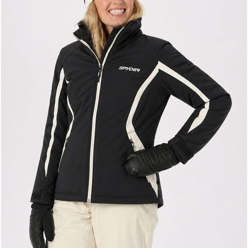 Spyder women’s 3-1 black and white ski snow jacket size 8